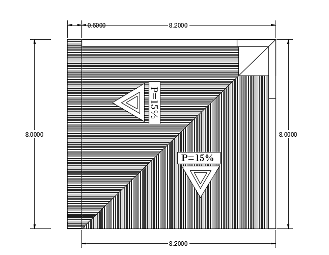 The roof layout of the 8x8m house plan cad drawing is given in this file