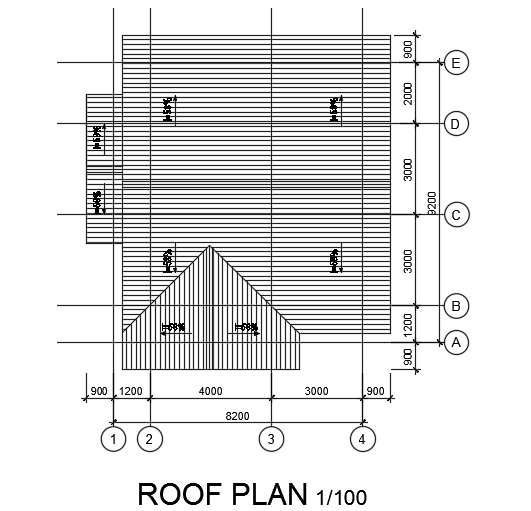 The roof layout of the 8x9m house plan