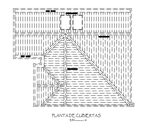 The roof layout of the 9x8m villa plan AutoCAD model