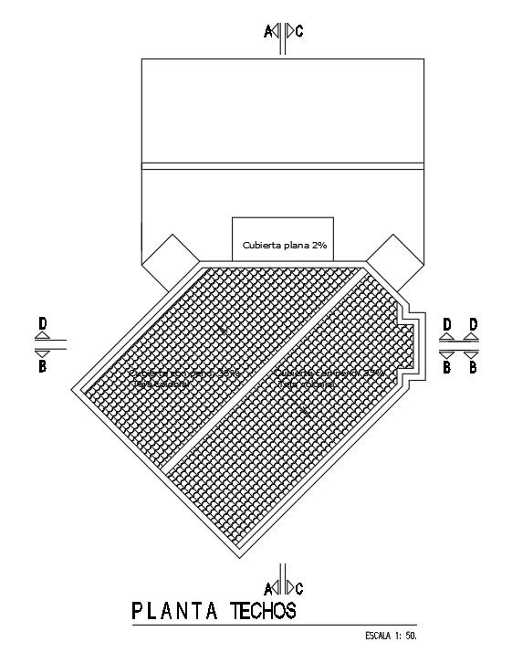 The roof plan of 5x8m office plan is given in this AutoCAD drawing model.Download now.