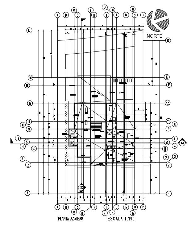 The roof plan of the 26x50m house is given in this AutoCAD drawing model. Download now.