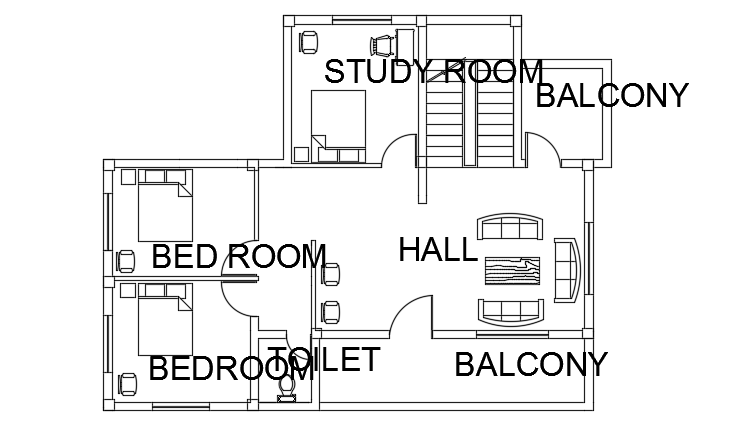 The room detail of 13x11m residential first floor plan CAD drawing