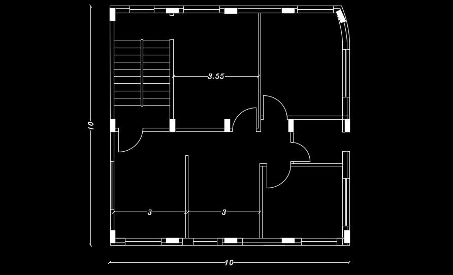 The room dimension detail of the 10x10m house plan