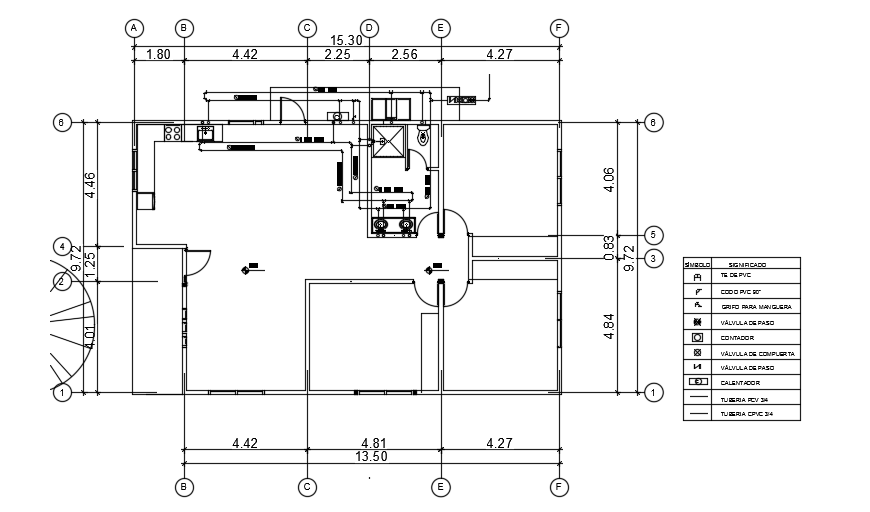 The sanitary CAD block of the 15x10m house plan AutoCAD model