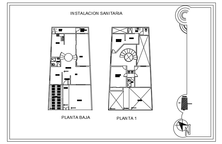 The sanitary layout of the 10x18m bungalow house plan AutoCAD model
