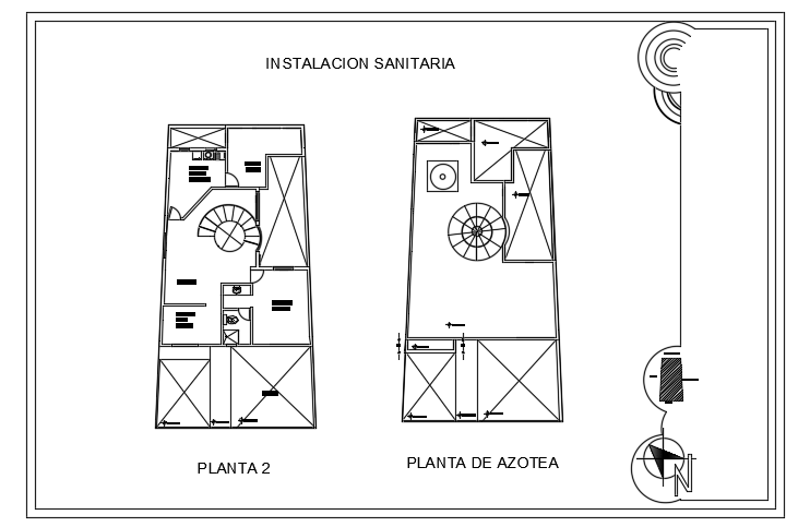 The sanitary layout of the 10x18m villa house second floor drawing