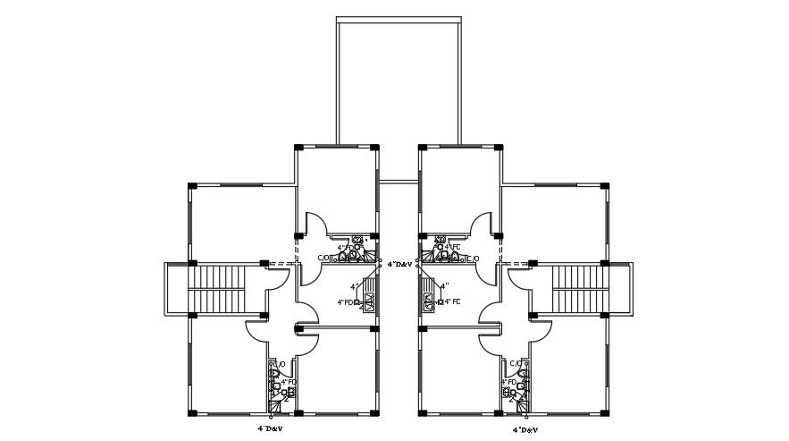The sanitary line connection of the 9x13m house plan