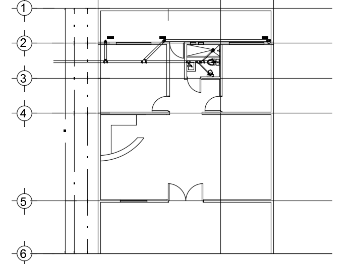 The sanitary water line layout of the 10x14m simple 2bhk house plan