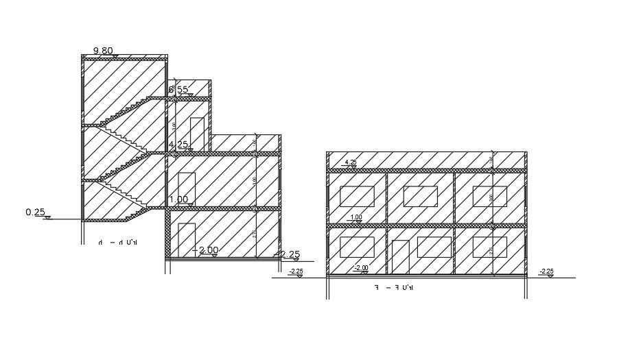 The section view of the 12x12 Meter House building