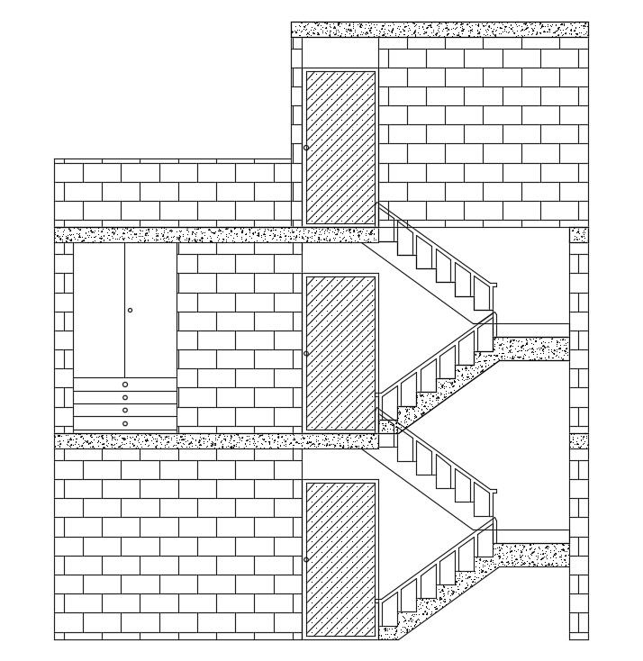 The section view of the 50’x23’ house building is given in this AutoCAD drawing file. Download now.