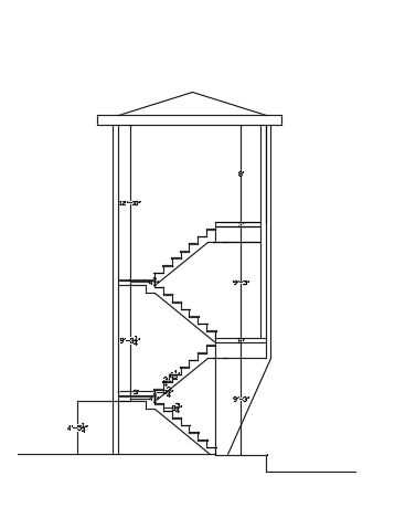 The section view of the 57’x26’ house building staircase section view