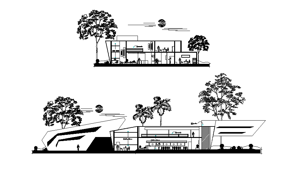The service center section detail drawing is presented in this AutoCAD file. Download this 2d AutoCAD drawing file.