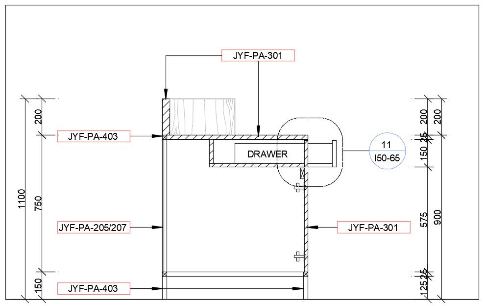 The side section of kitchen furniture specified in this AutoCAD drawing file. Download this 2d AutoCAD drawing file.