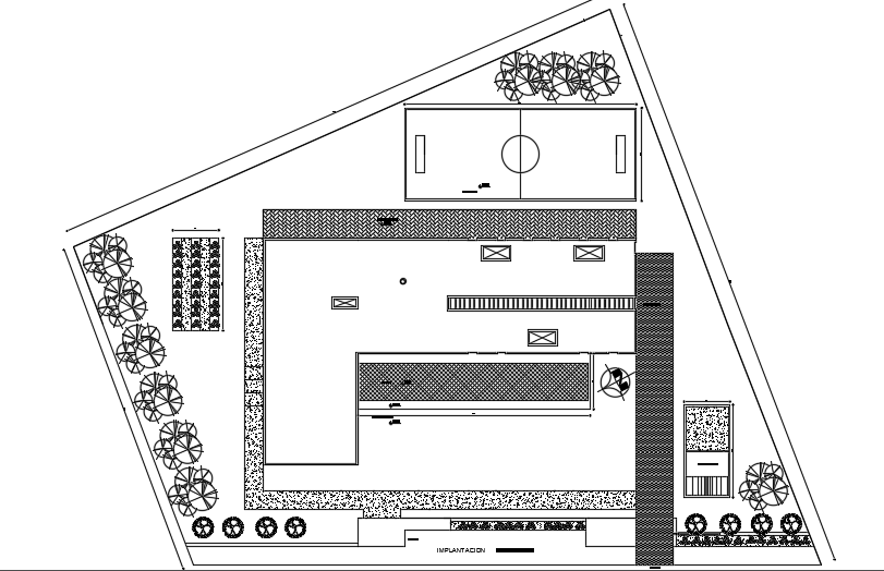 The site layout of the 40x18m multifamily villa plan AutoCAD model
