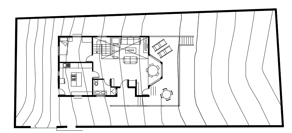 The site layout of the 7x14m house plan AutoCAD drawing