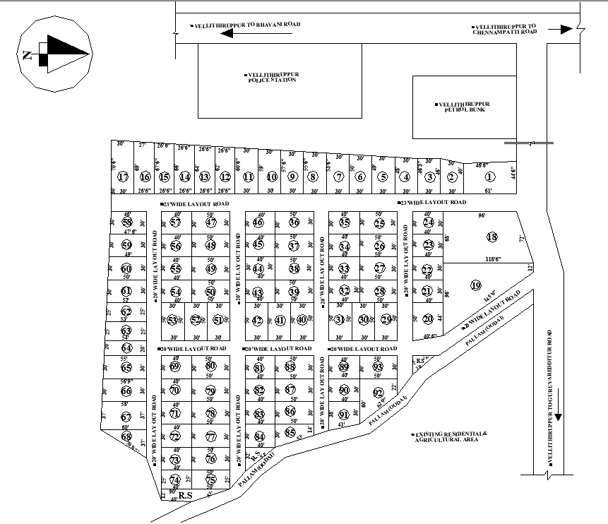 The site layout of the residential plot is given in this AutoCAD DWG file.Download the AutoCAD DWG file now.