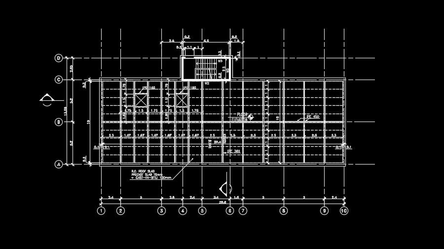 The slab detail drawing of the 22x10m industrial plan