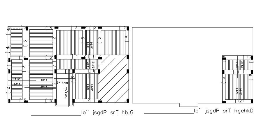 The slab layout of the 17x11m ground floor and second floor drawing