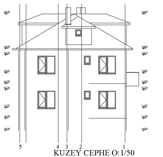 The south façade of the 9x15m house building is given in this file
