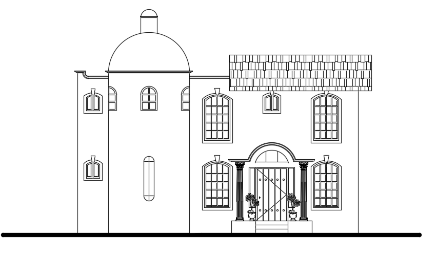 The south side elevation view of the 10x8m double story duplex house building