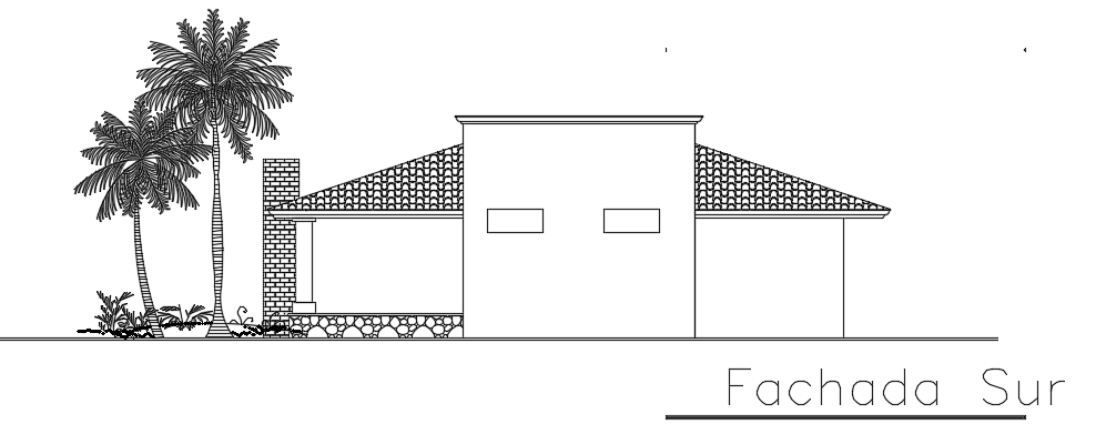 The south side elevation view of the13x10m architecture beach house building