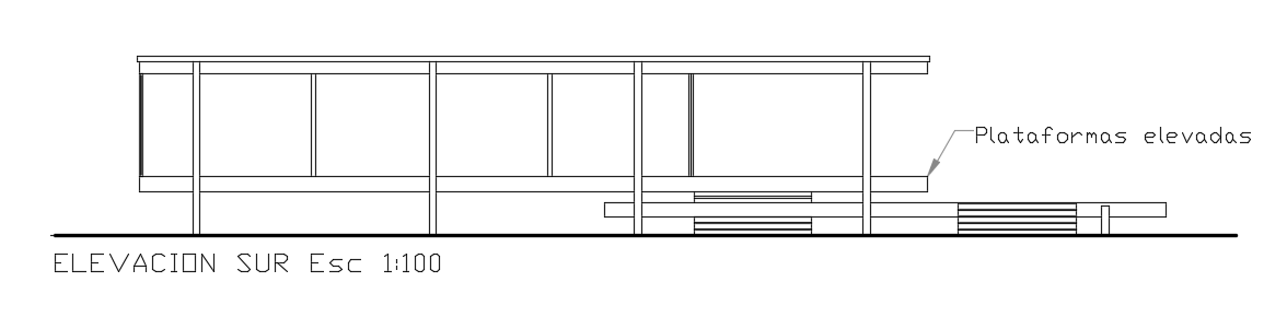 South Elevation View of 25x15m Single-Story House DWG Drawing