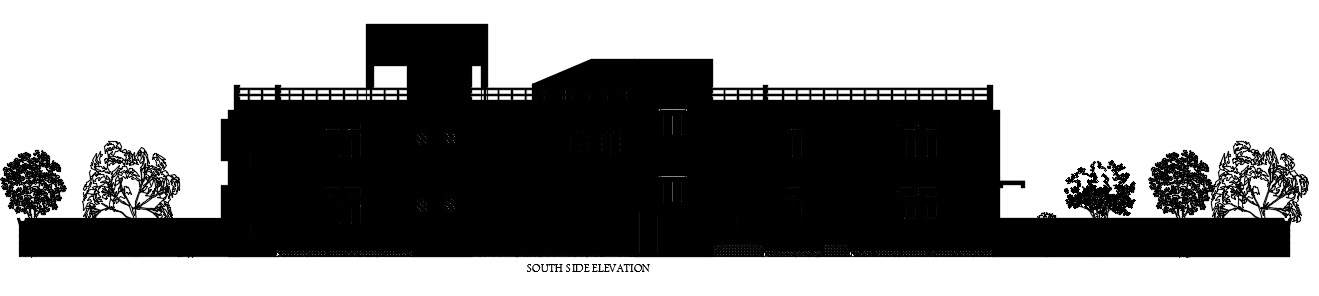 The south side elevation view of the 40’X18’ house building