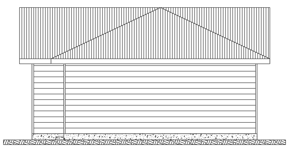 The south side elevation view of the 7x12m architecture house building 2d AutoCAD drawing