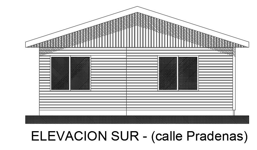 The south side elevation view of the 7x13m 3bhk home building
