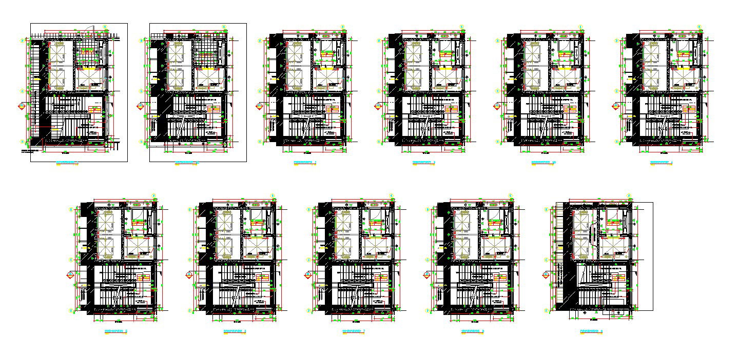 The staircase section details of the High rise building are provided in this DWG Drawing File. Download the AutoCAD file now.