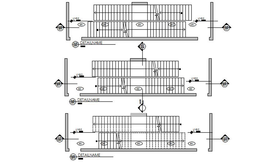 The staircase typical section details are given in this AutoCAD DWG Drawing File.Download the 2D CAD file now.
