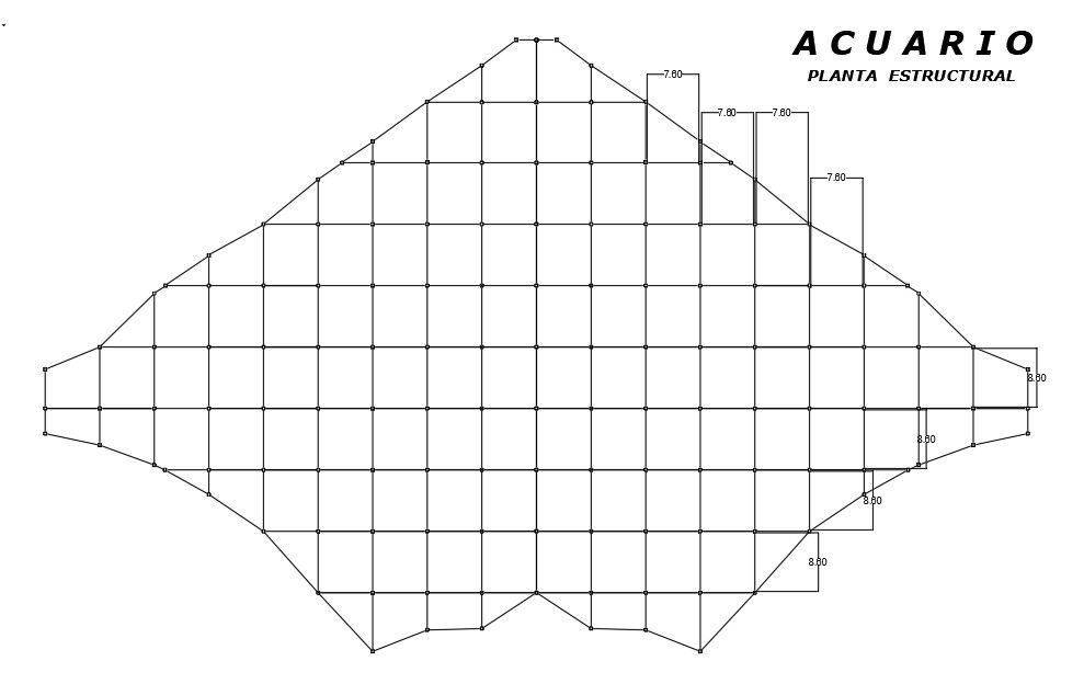 The structural layout of Aquarium architectural first floor plan is given in this AutoCAD drawing model. Download now.