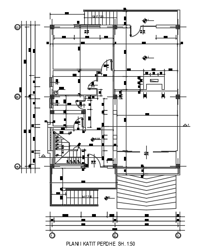 The structural layout of the 10x13m first floor house plan CAD drawing