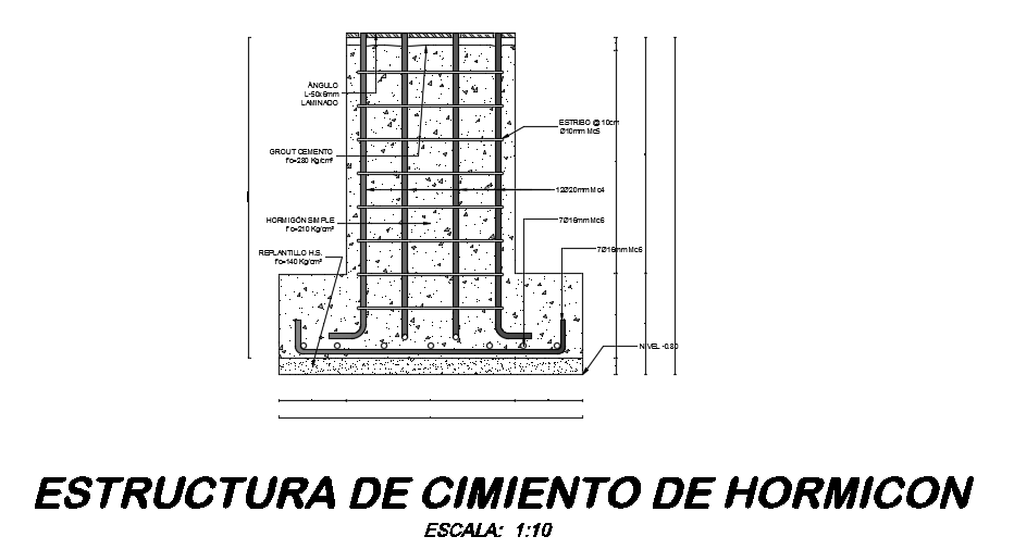 The structural layout of the column section view