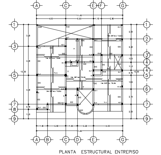 The structure layout of the 12x13m house plan AutoCAD model