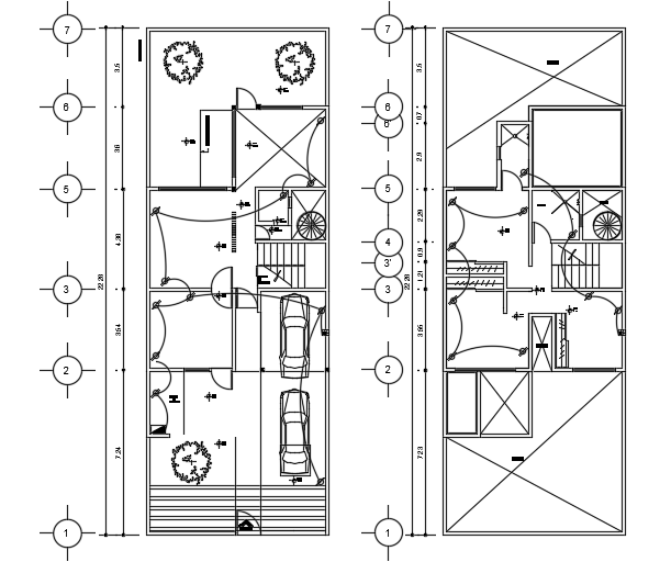 The switch point layout of the 22x8m house plan