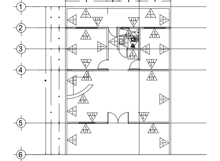 The switch point location of the 10x14m simple 2bhk house plan AutoCAD drawing