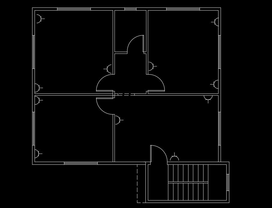 The switch point location of the 12x10m house plan AutoCAD drawing