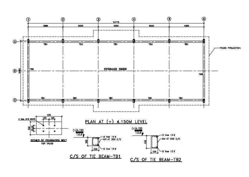 The tie beam detail. Download autocad dwg file | CADBULL