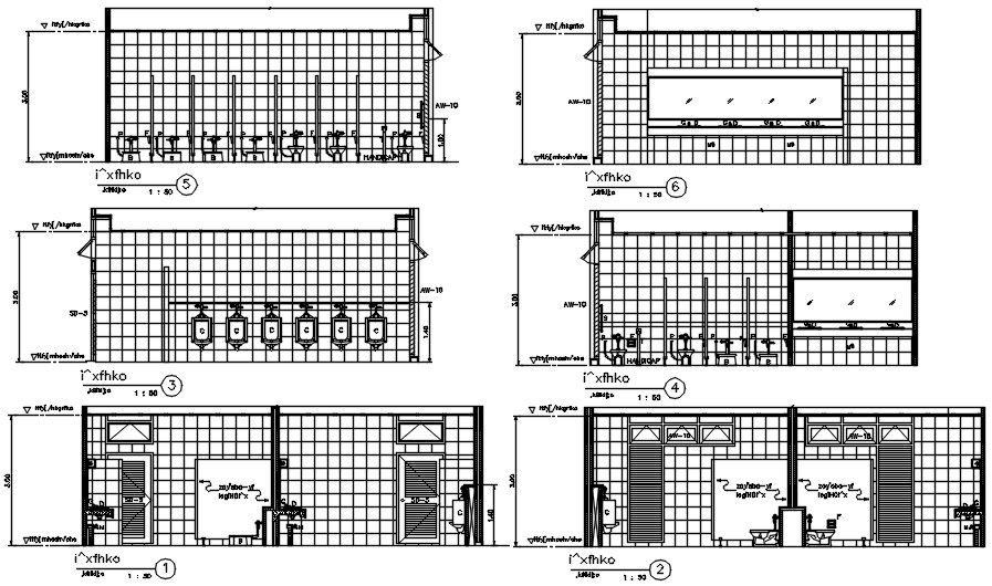 The toilet section and elevation details are given in this AutoCAD Drawing. Download the free AutoCAD 2D DWG file.