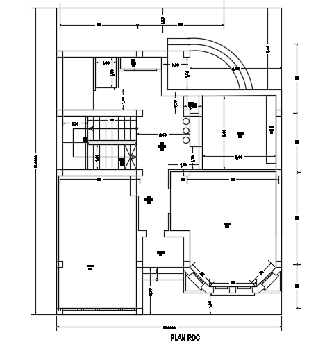 The top view of the 11x14m house plan cad drawing is given