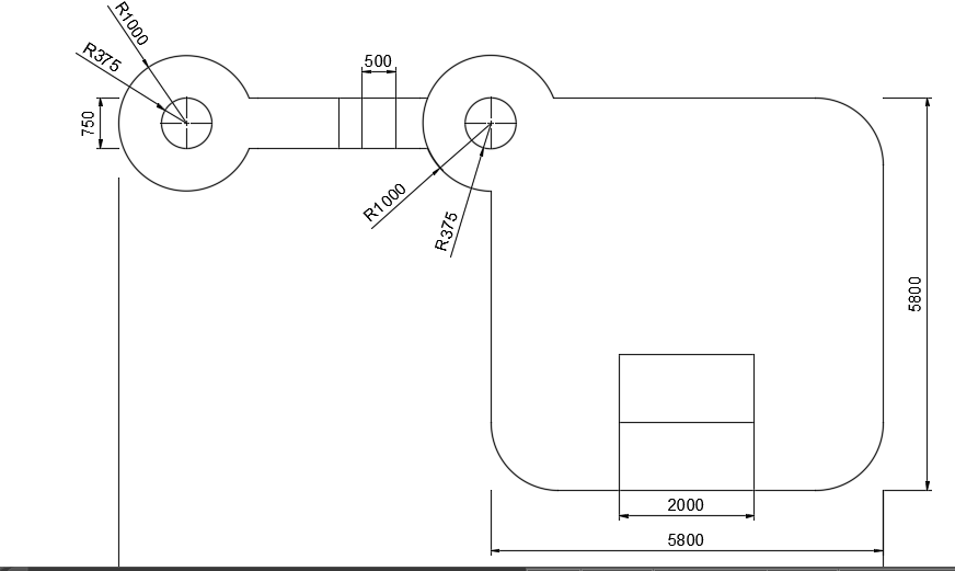 The top view of the 1bhk house building isometric view CAD drawing