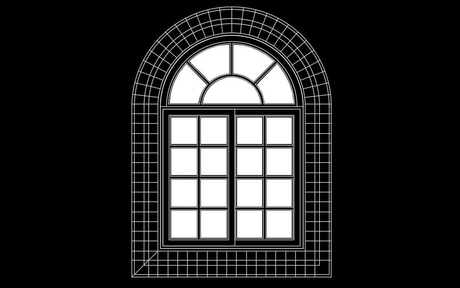 The traditional type 3D door AutoCAD drawing 