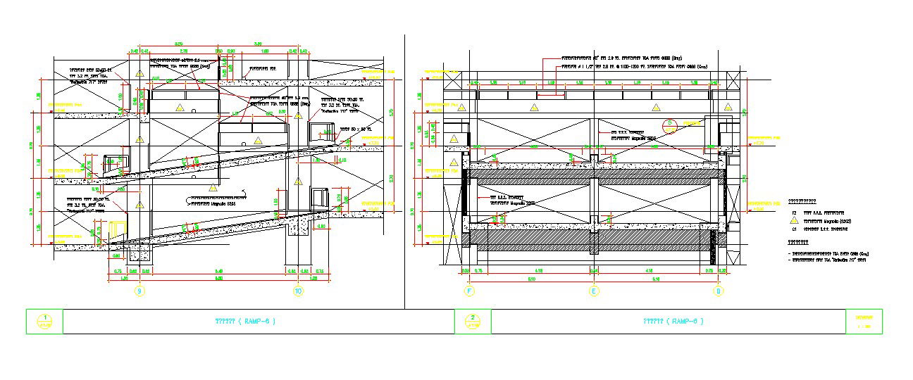 The two-storey Ramp section details are provided in this AutoCAD DWG 2D Drawing File. Download the free AutoCAD file now.