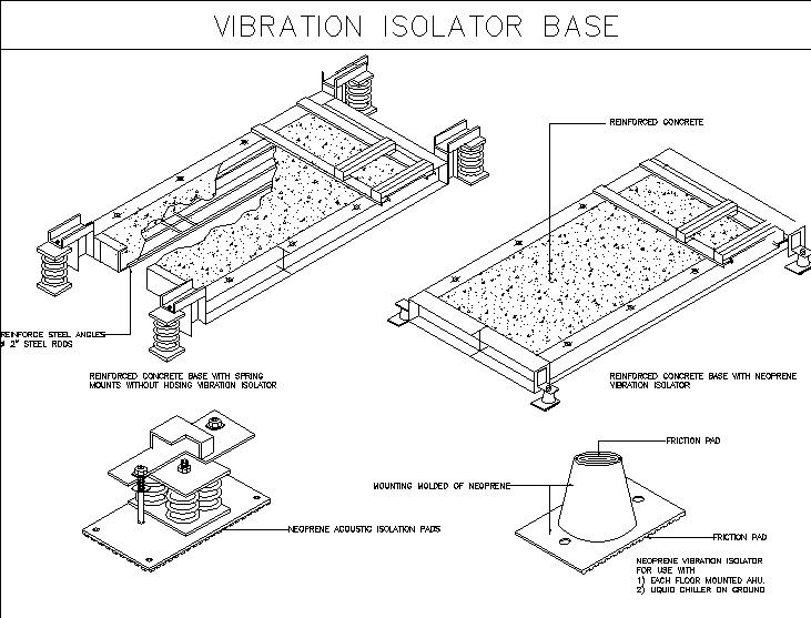 Vibration Isolator Base Section Details in DWG Format