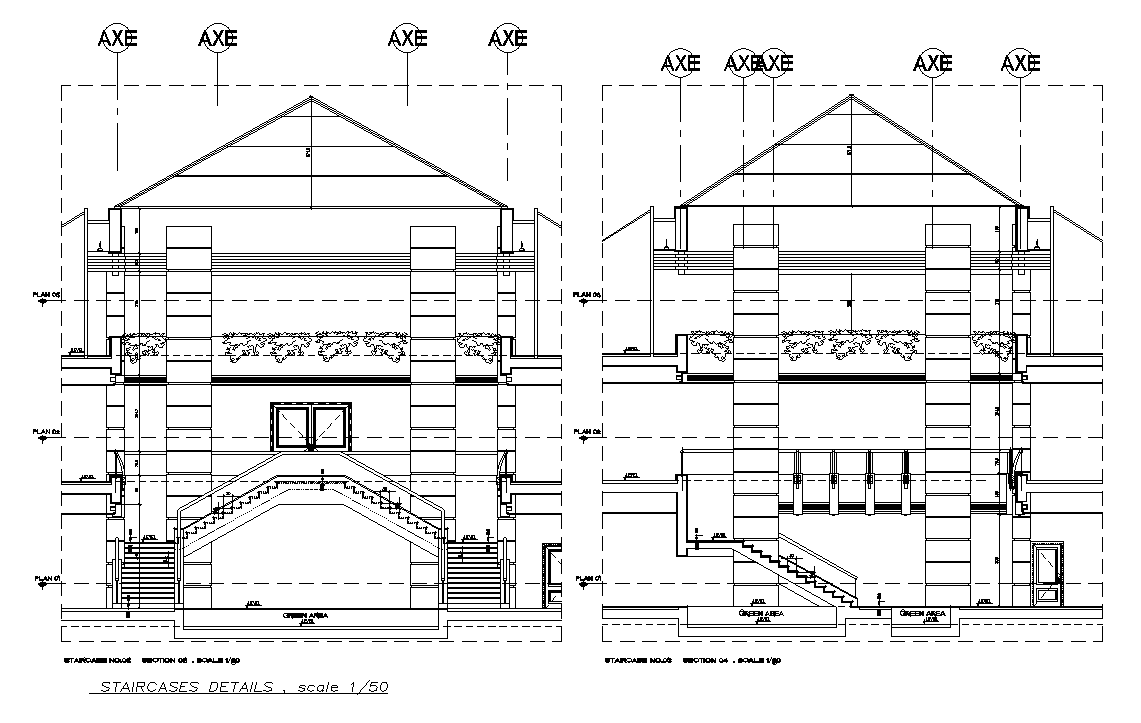 Villa Building Staircase Detail in AutoCAD Drawing File
