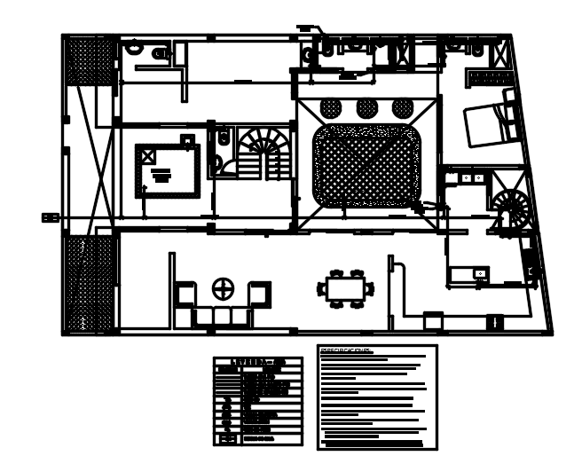 The water line layout of the 12x19m house plan ground floor AutoCAD drawing