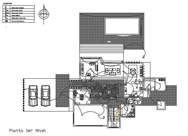 The water line layout of the 35x25m house plan second floor drawing