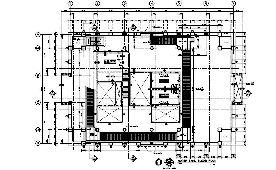 The water tank floor plan is provided in this 2D CAD DWG drawing. Download the AutoCAD 2D DWG file.