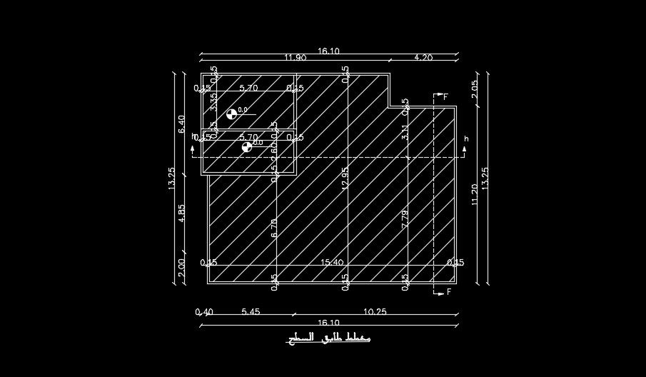 The water tank location of the 16x13m house plan view
